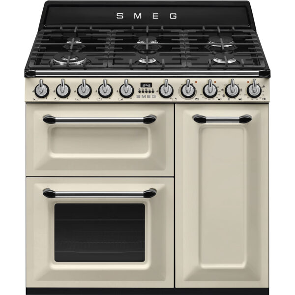 Piano de cuisson Smeg TR93 Victoria - Tout gaz 90cm Piano de cuisson Smeg TR93 Victoria 90cm tout gaz crème