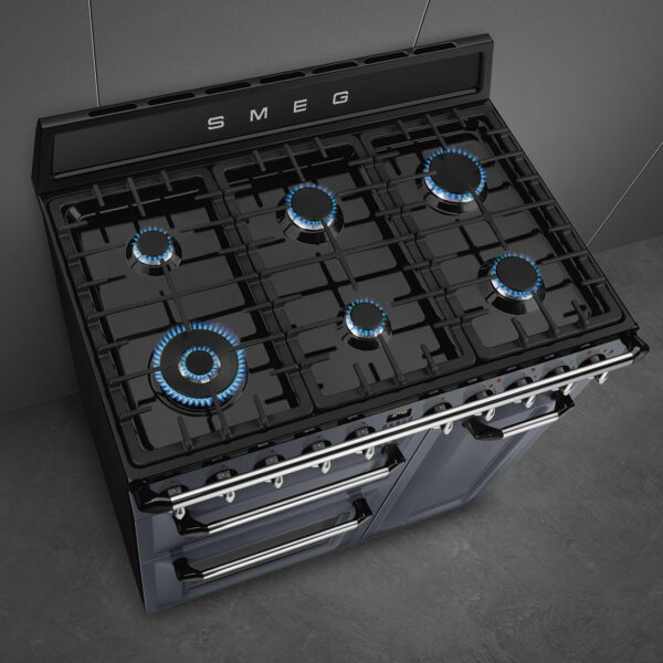 Piano de cuisson SMEG TR93 Gaz - Victoria 90cm Gris Ardoise