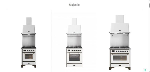 Piano de cuisson ILVE Majestic 90cm gaz électrique blanc avec hotte assortie