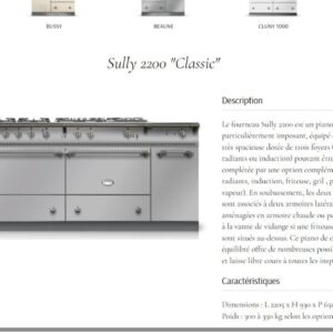 Piano de cuisson Lacanche Sully 1800 Classic 180cm mixte gaz et électrique