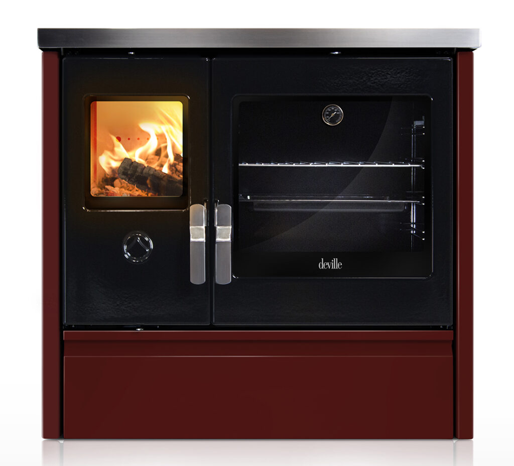 Cuisinière à bois Deville Mélisse 90 coloris bordeaux