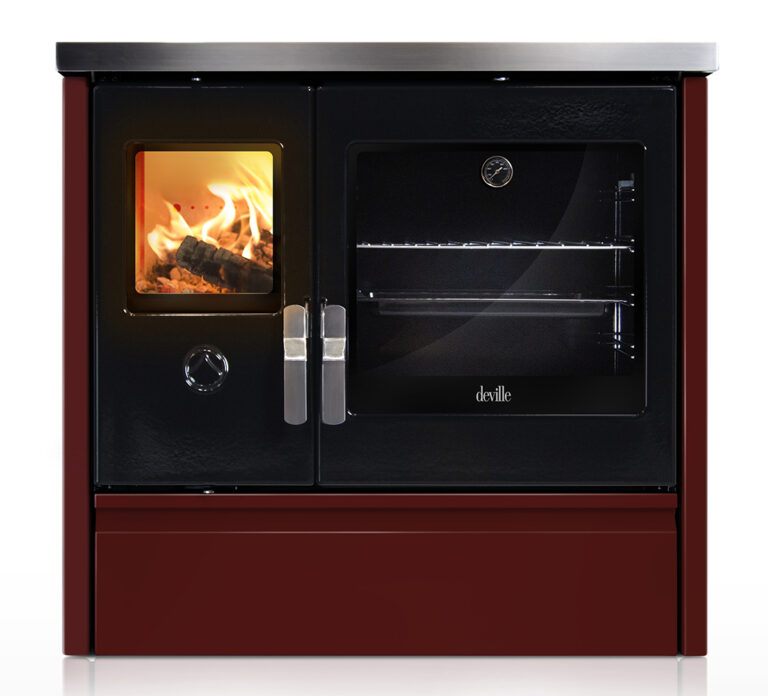 Cuisinière à bois Deville Mélisse 90 coloris bordeaux