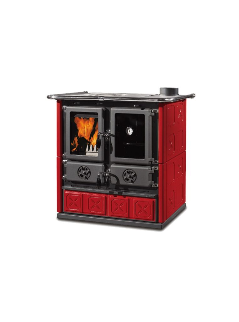 Petite cuisinière à bois La Nordica Rosetta faïence bordeaux